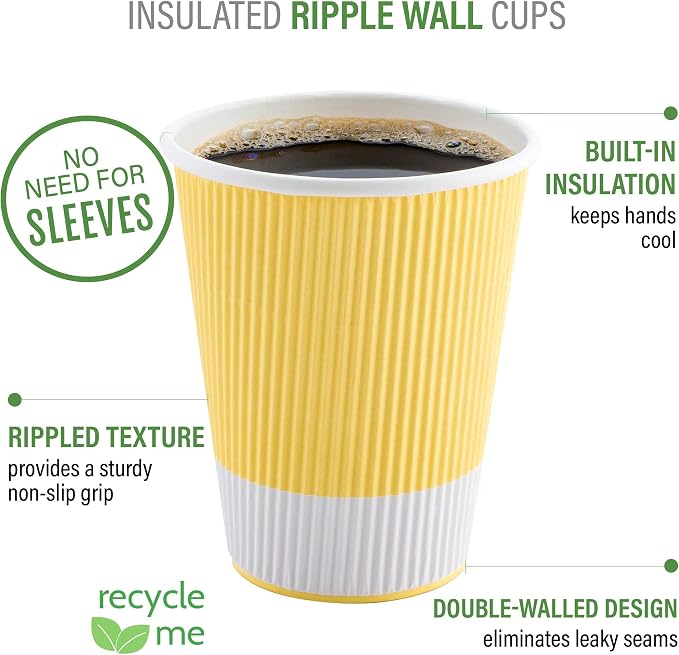 Restaurantware 8 Ounce Double Wall Disposable Coffee Cups, 500 Insulated Light
