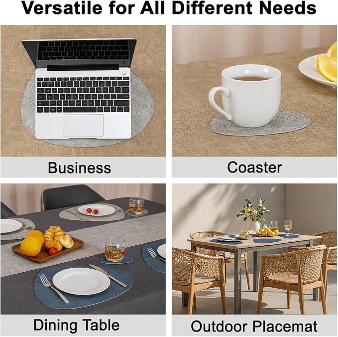 Faux Leather Placemats Set of 4, Dual Sided
