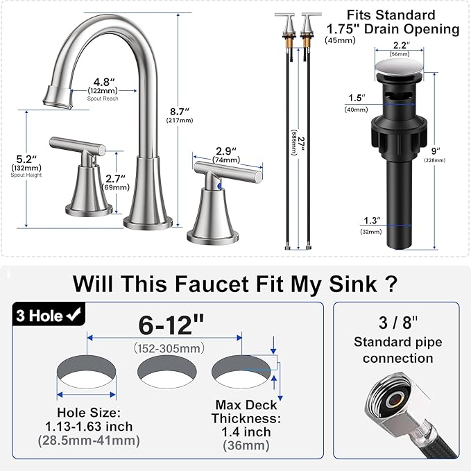 Bathroom Faucets for Sink 3 Hole