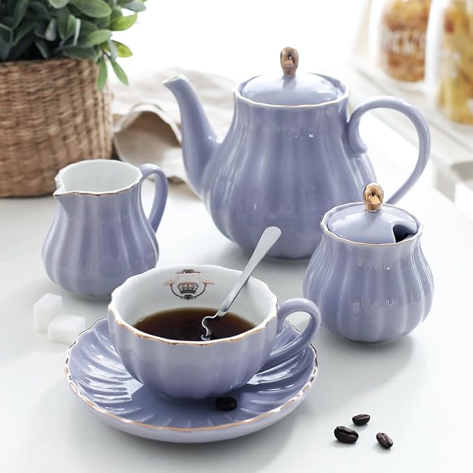 Porcelain Tea Sets British Royal Series, 8 OZ Cups& Saucer Service