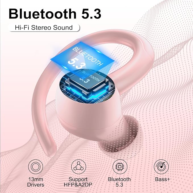 Wireless Earbuds Bluetooth 5.3 Headphones Sports, 48Hrs Playtime Bluetooth