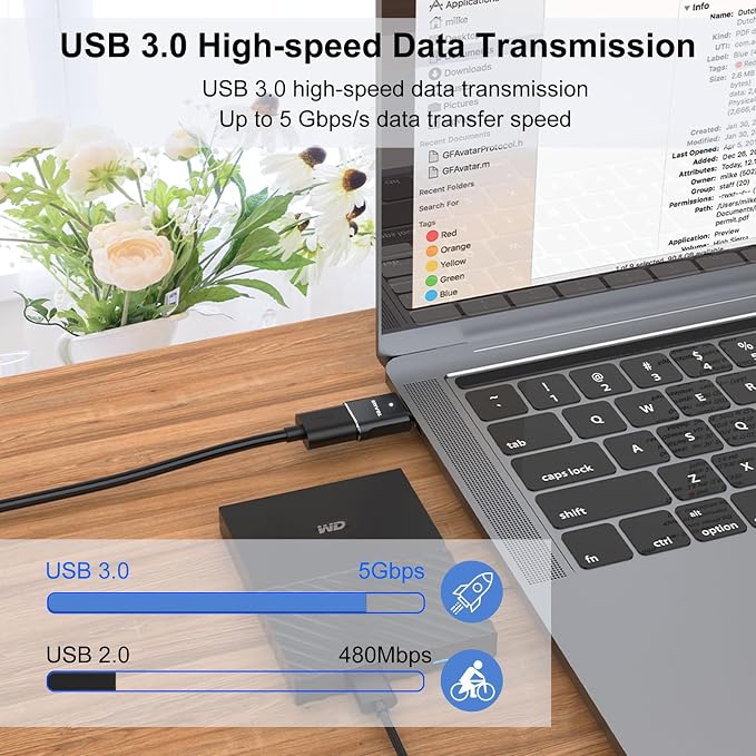ENVEL USB to USB C Adapter, USB3 5Gbps High Speed Data Transfer, OTG Converter
