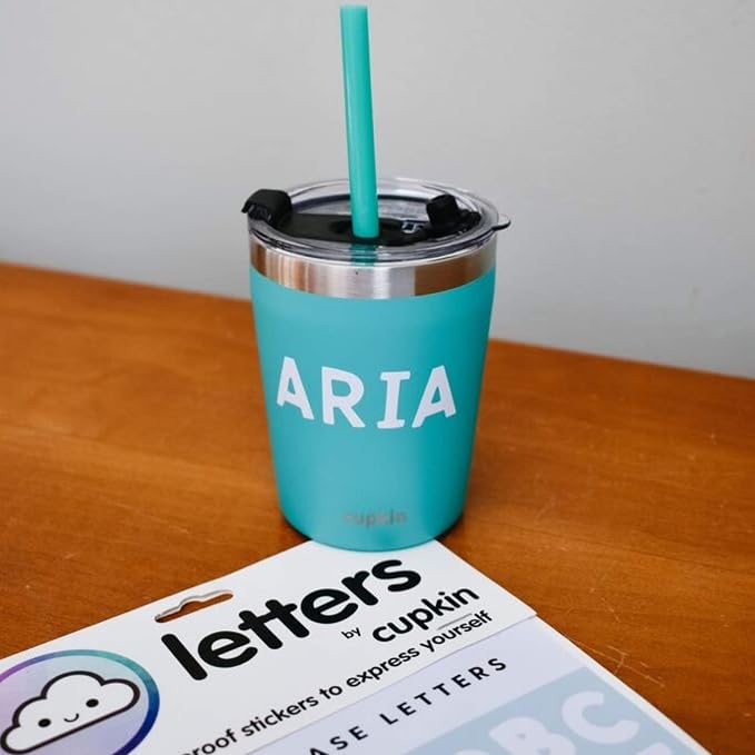 CUPKIN Waterproof Stickers to Personalize Your Stainless Steel Kids Cups: Write