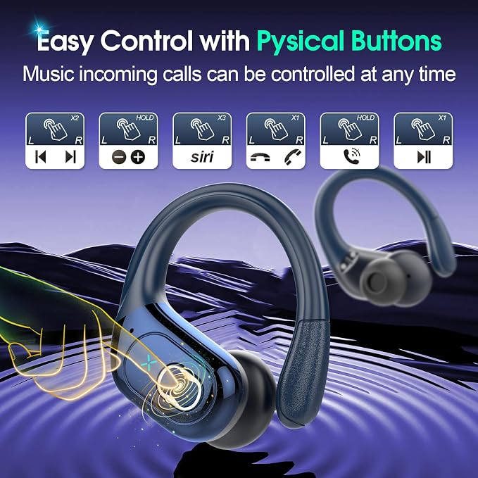 Wireless Earbuds 75hrs Bluetooth 5.4 Headphone Sport, 2025 Bluetooth Earbuds