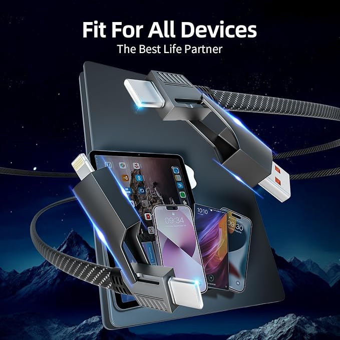 4 in 1 Charging Cable Fast Charging 65W, USB C Cable 4-in-1 USB Multi Charging