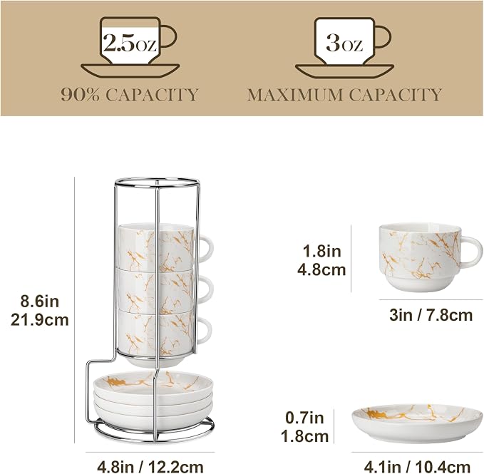 MALACASA 2.5 OZ Porcelain Espresso Cups