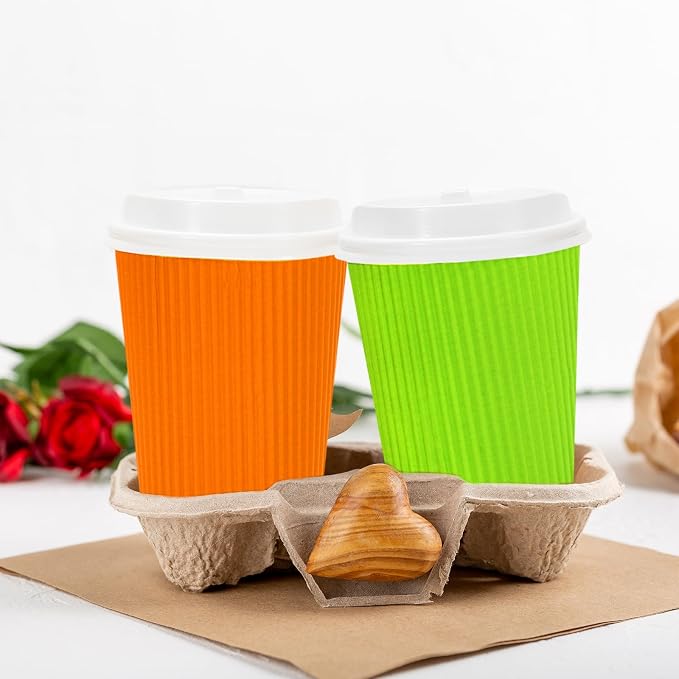Whaline 100 Pcs Neon Color Disposable Coffee Cups