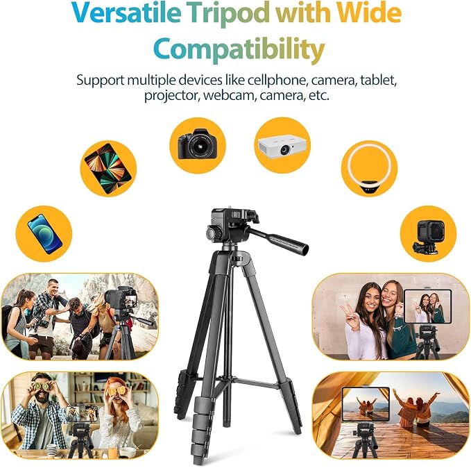 Aureday Phone Tripod Stand, 64” Extendable Cell Phone&Camera Tripod