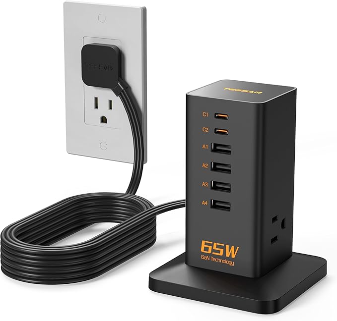 USB Charging Station for Multiple Devices 10Ft Cord, TESSAN 9-in-1 USB C