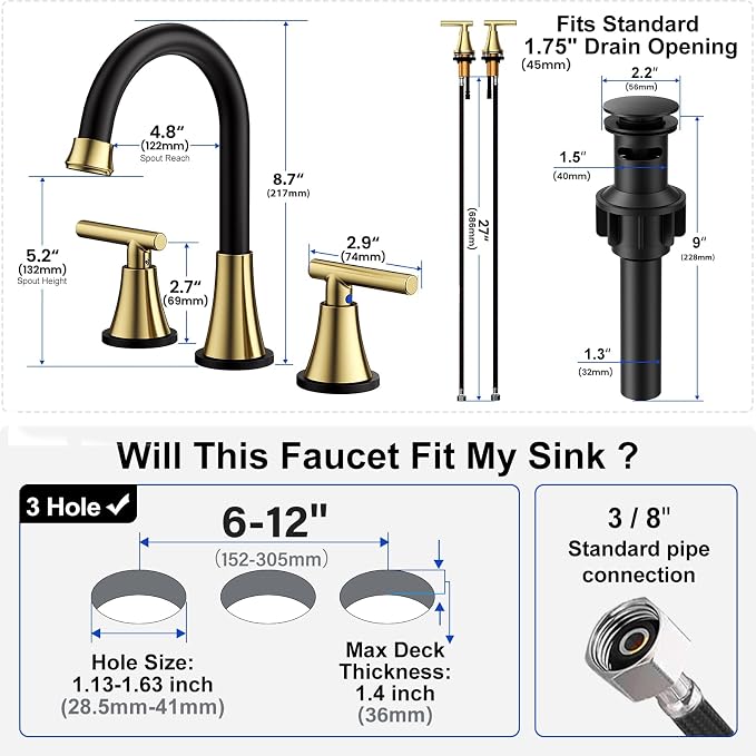 Bathroom Faucets for Sink 3 Hole
