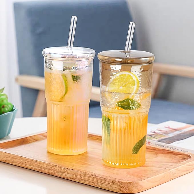JunVpic Glass Coffee Tumbler, 20 oz Glass Cup
