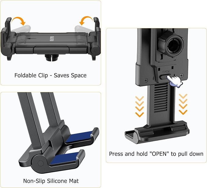 OHLPRO Tablet Wall Mount Holder 360° Rotating Adjustable Universal iPad Stand
