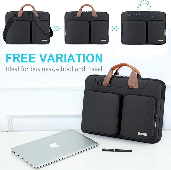 Lacdo 360° Protective Laptop Shoulder Bag, 16 inch Laptop Sleeve Case