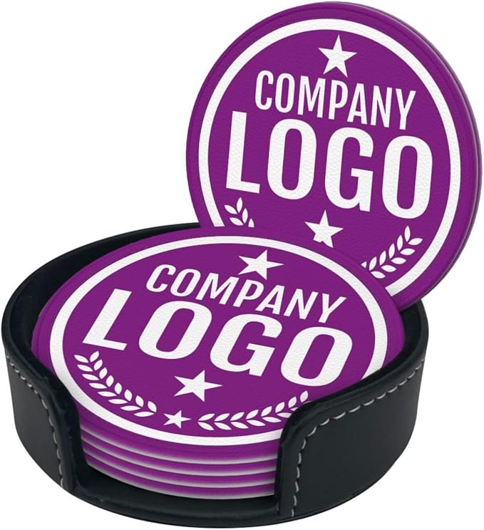 Custom Leather Coasters with Logo