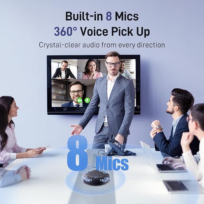 EMEET Conference Speaker and Microphone w/8 Mics, 360° Voice Pickup, Noise