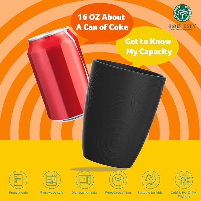 Homienly Drinking Cup Water Tumbler Wheat Straw Cup Set of 8 | Plastic Cups