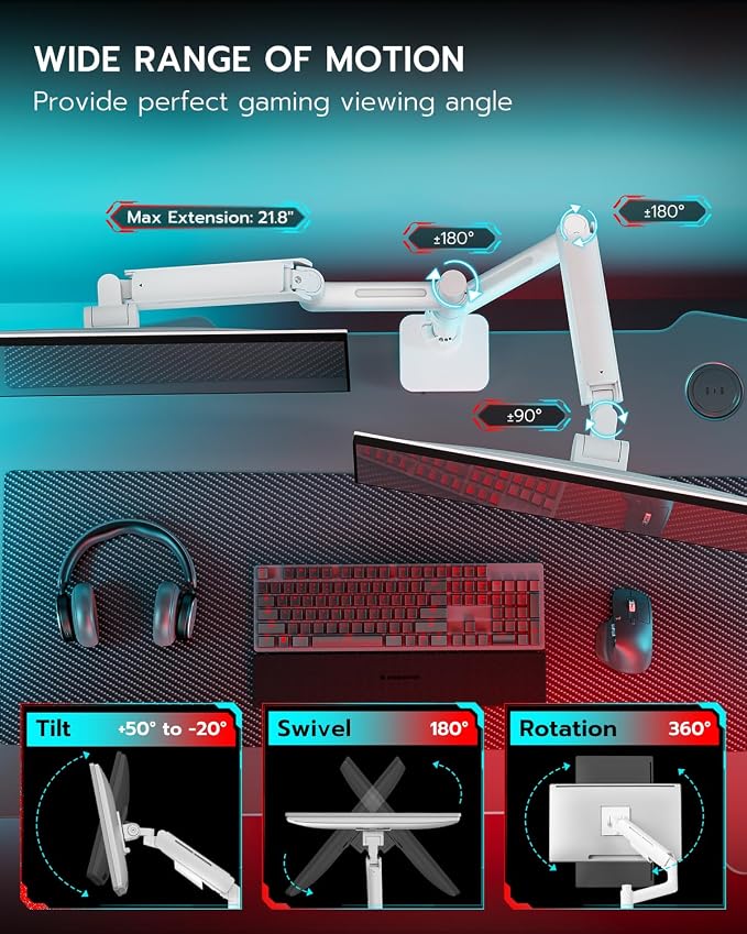 Vertical Dual Monitor Mount for 17-49 Inch Ultrawide Heavy Duty Curved Screen