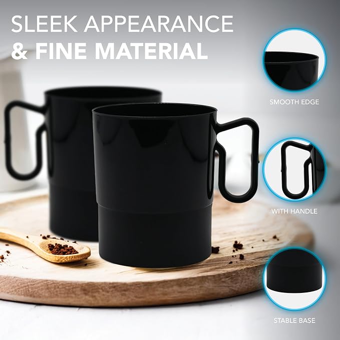 Party Essentials 8-Ounce Hard Plastic Coffee Cup/Tea Mug