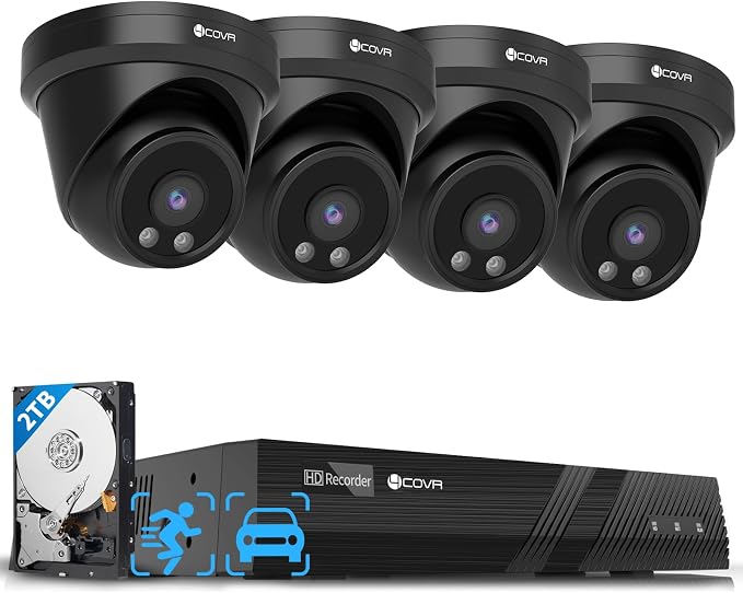 4COVR Security Camera Outdoor System, Person Vehicle Detection & Night Vision