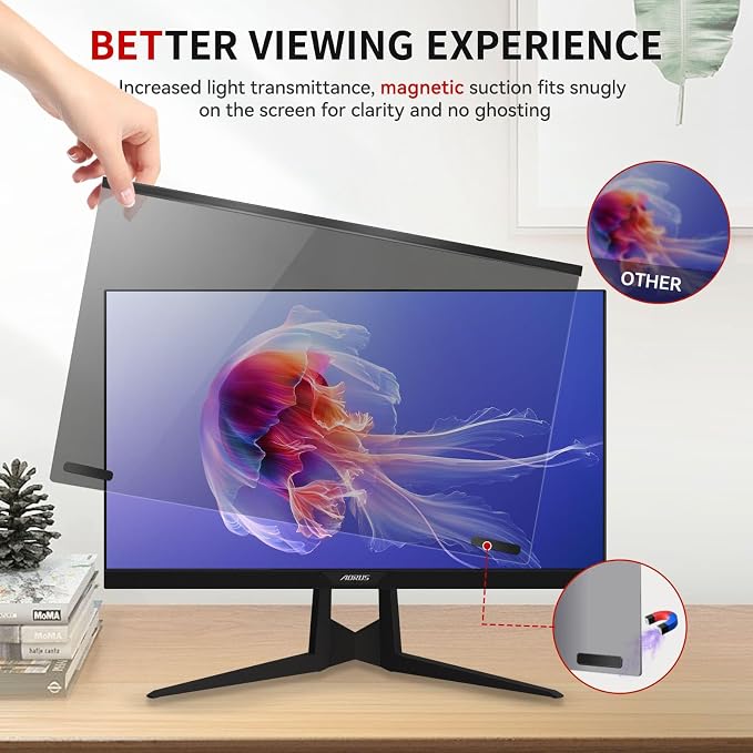 Magnetic 27 Inch Computer Privacy Screen Filter, Hanging Computer Screen