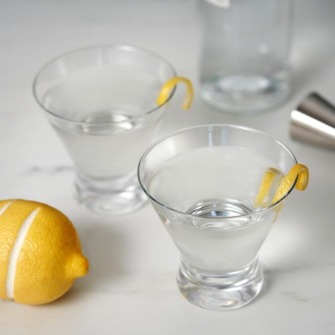 True Stemless Martini Glasses, 8 oz Modern Cocktail Glasses