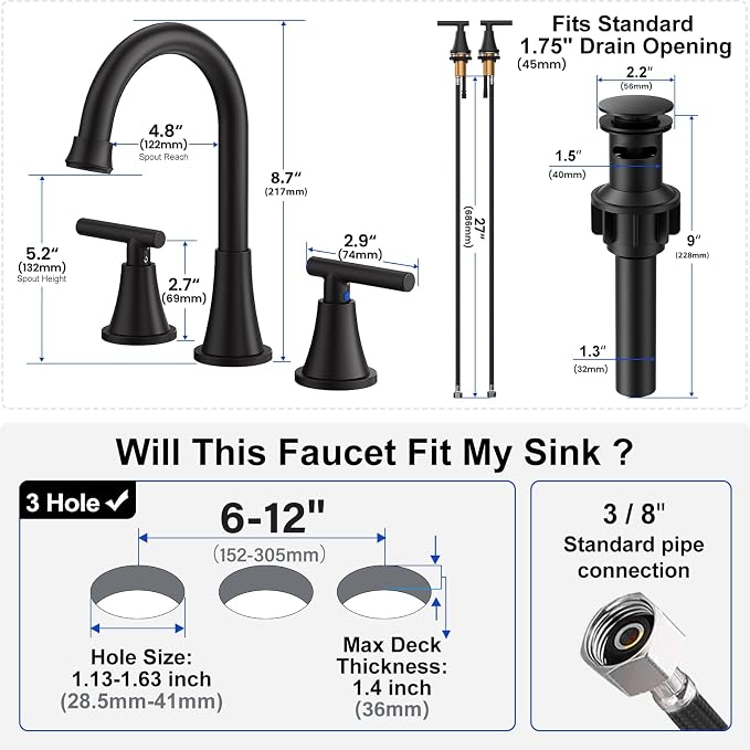 Bathroom Faucets for Sink 3 Hole