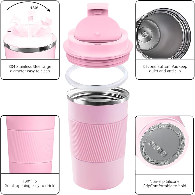 Insulated Travel Coffee Mug, Stainless Steel Coffee Cup