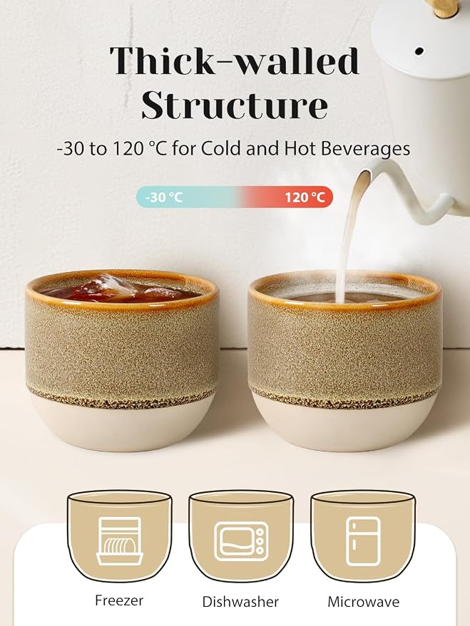 INGOFIN Ceramic Espresso Cup Set of 4-4.2 oz Espresso Cup