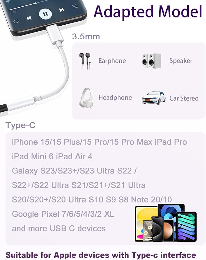 USB Type C to 3.5mm Female Headphone Jack Adapter 2 Pack, USB C to Aux Audio