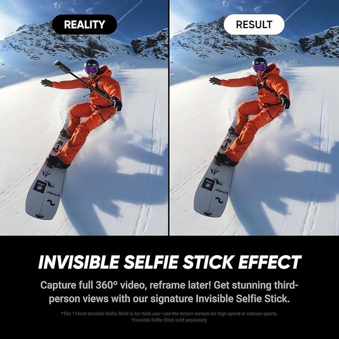 Insta360 X5 - Waterproof 8K 360° Action Camera, Leading Low Light, Invisible