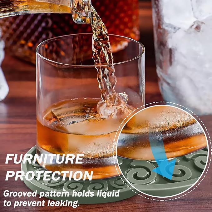Coasters for Drinks, Resistant Reusable Silicone Coasters