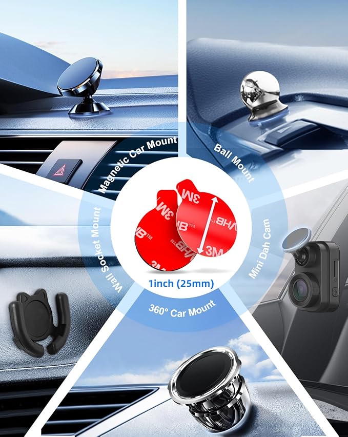10 Pcs 3M Sticky Adhesive Pads for Car Magnetic Phone Holder, 1 inch Round VHB