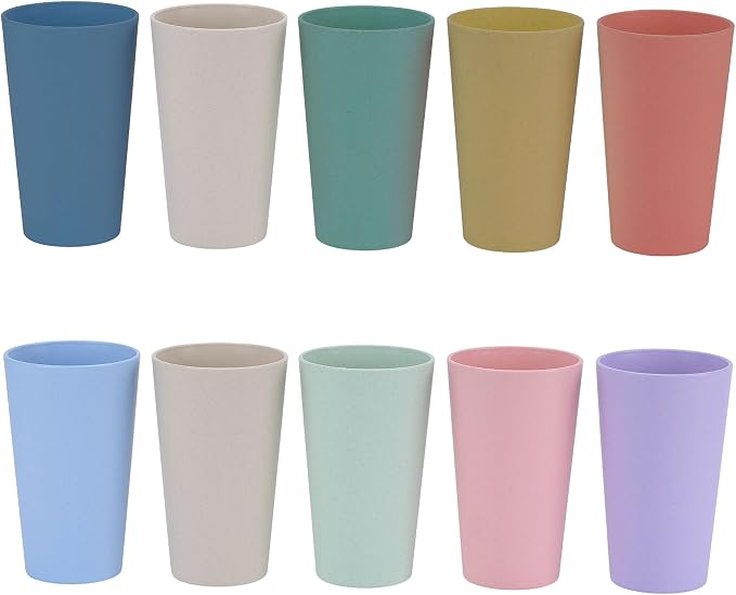 Wheat Straw Unbreakable Cup | 20 oz Reusable Water Drinking Glasses Sets of 10