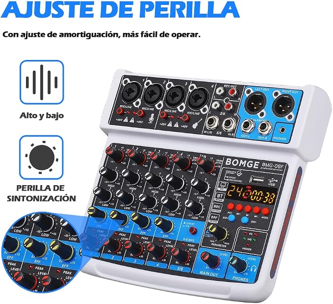BOMGE 6 Channel mini DJ Audio sound mixer console
