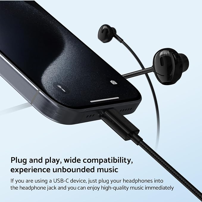 USB C Headphone with Microphone 3 Pack, Type C Wired Earbuds with Noise