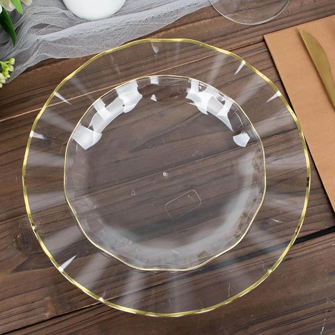 Efavormart 10 Pack | Clear 6" Round Plastic Dessert Salad Plates, Disposable