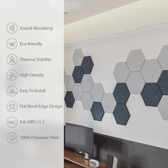 12 Pack Acoustic Panels Self Adhesive Sound Proof Foam, High Density Sound