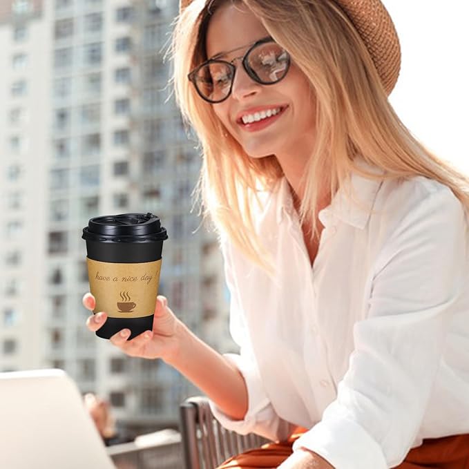 Lamosi 100 Pack 12 oz Coffee Cups, Disposable To Go Paper Cups