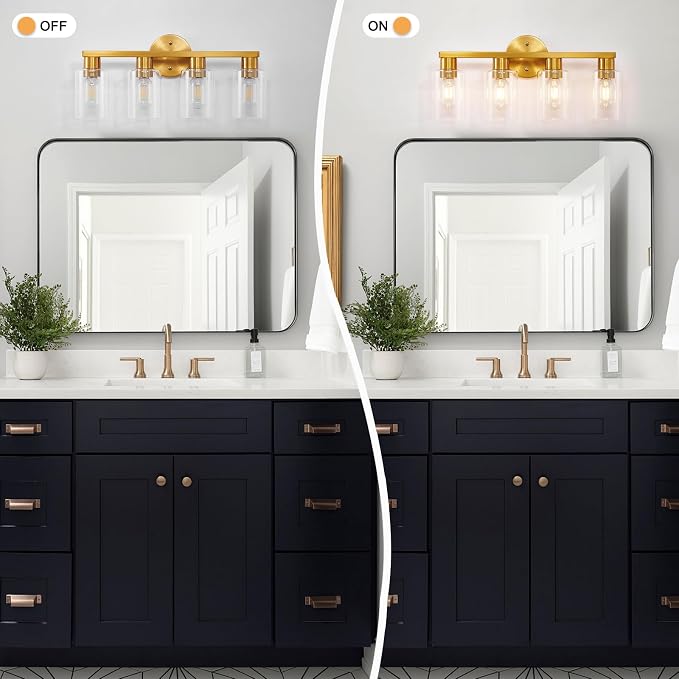 4 Light Gold Bathroom Vanity Light