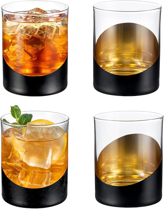 MyGift 12 oz Set of 4 Matte Black Drinking Glasses