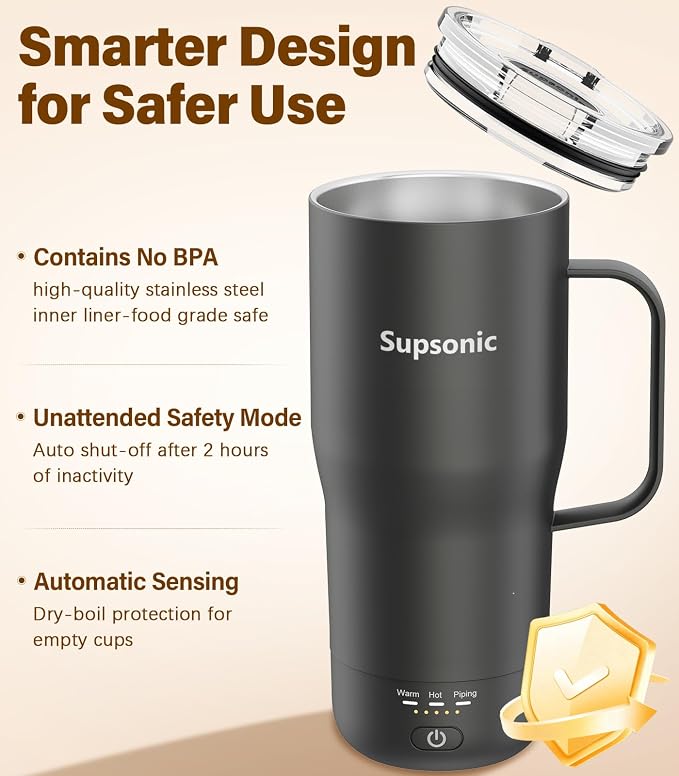 Supsonic Heated Coffee Mug, 20oz Electric Temperature Control Cup | Keeps