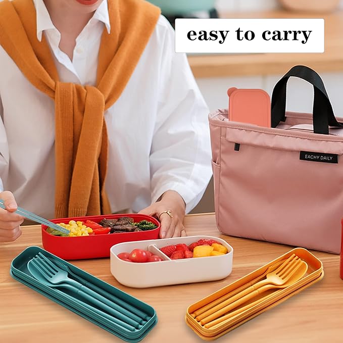 Travel Utensils with Case, Camping Reusable Utensils Set with Case | Plastic