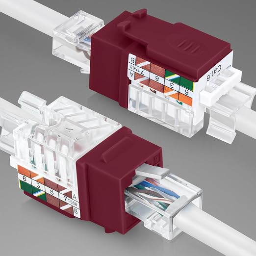 Everest 45° Angled RJ45 Cat6 Keystone Jacks 20-Pack in Red