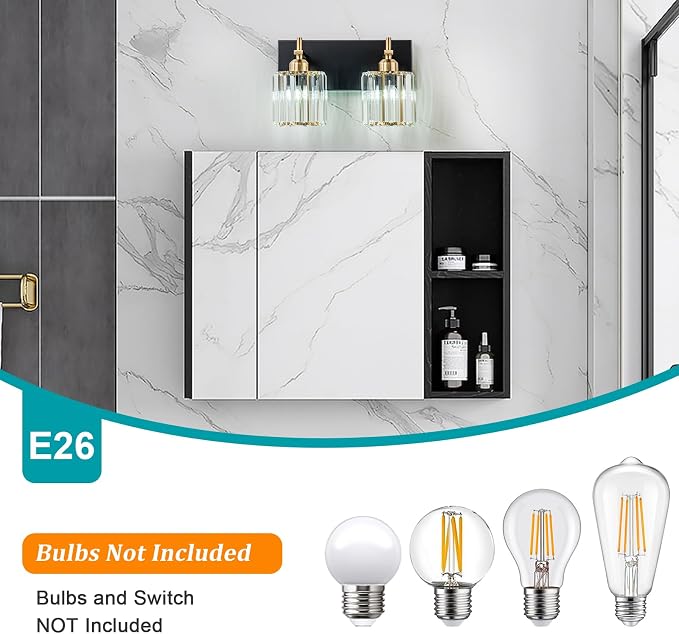 2-Light Crystal Bathroom Vanity Lights