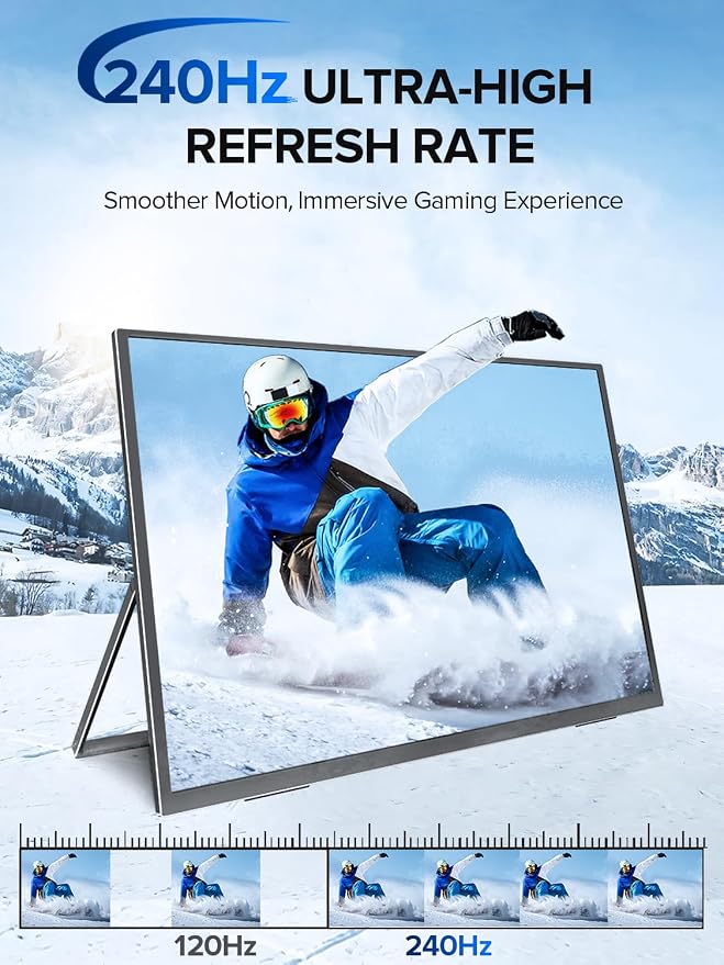 UPERFECT 24.5" Portable Monitor 240Hz Gaming Monitor 1200:1 Contrast FreeSync