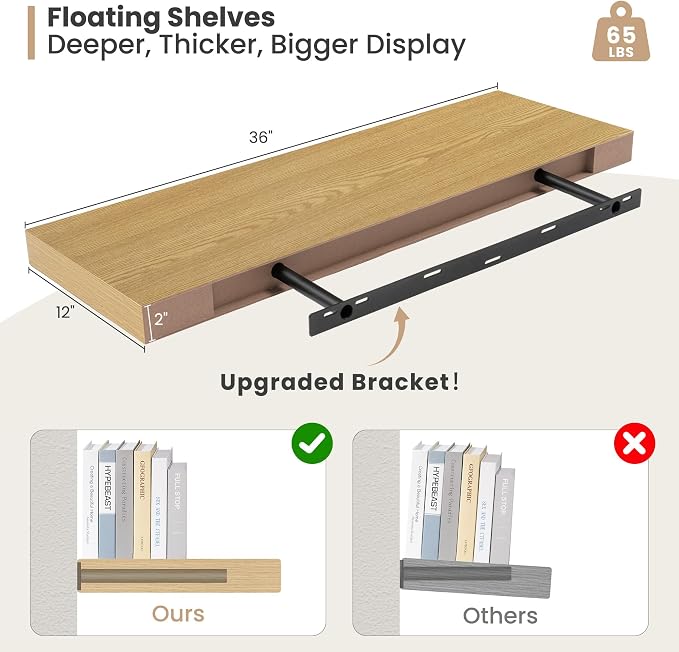 12" Deep Floating Shelves