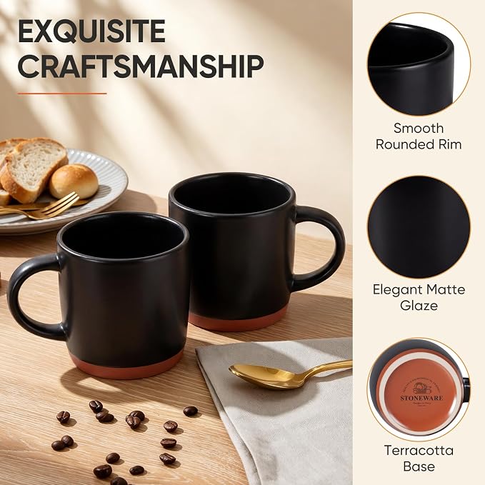 E-far Ceramic Coffee Mug Set of 4, 12oz Stoneware Coffee Cup