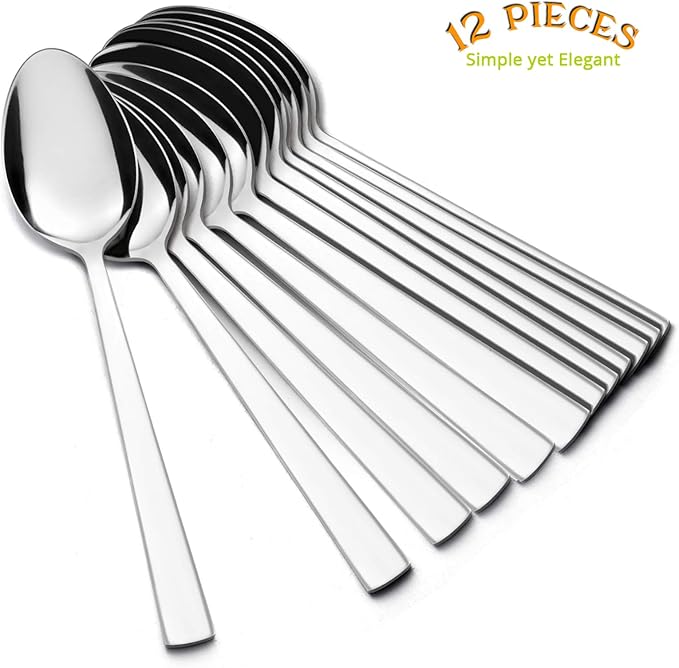E-far Teaspoon Set of 12, 6.7 Inch Stainless Steel Spoons