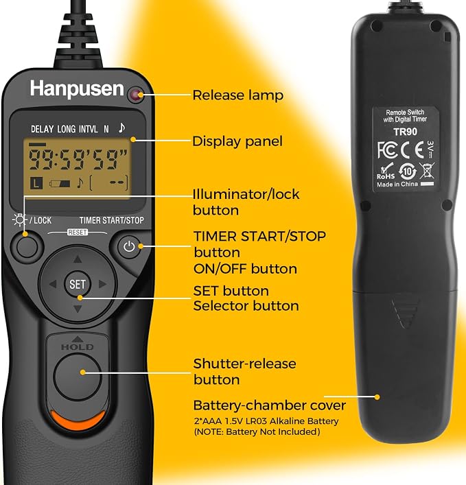 Camera Wired Intervalometer Controller, Remote Switch