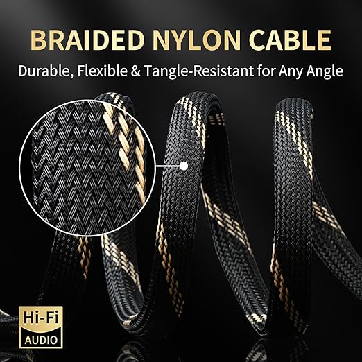 10 AWG Audiophile HiFi Speaker Audio Cable–4N OFC Core, 24K Gold-Plated Banana